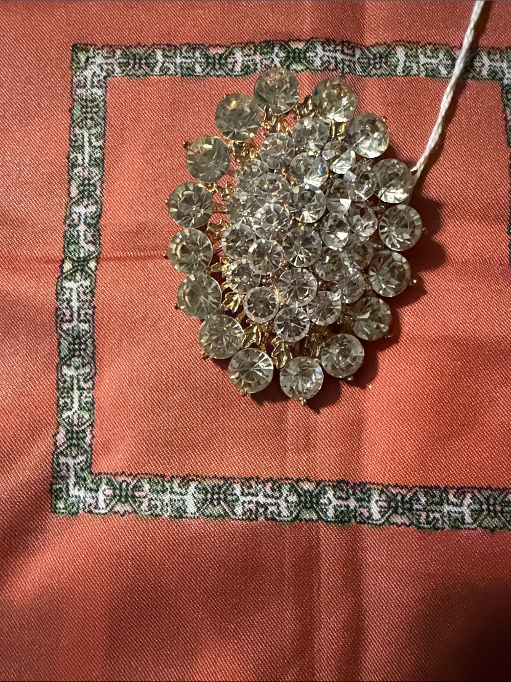 Crystal Cluster Brooch - Clear Crystal on Gold - 077